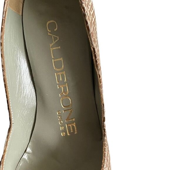 CALDERONE Vintage Tan Snake Embossed Leather Pumps Tan 6.5 - Picture 6 of 13